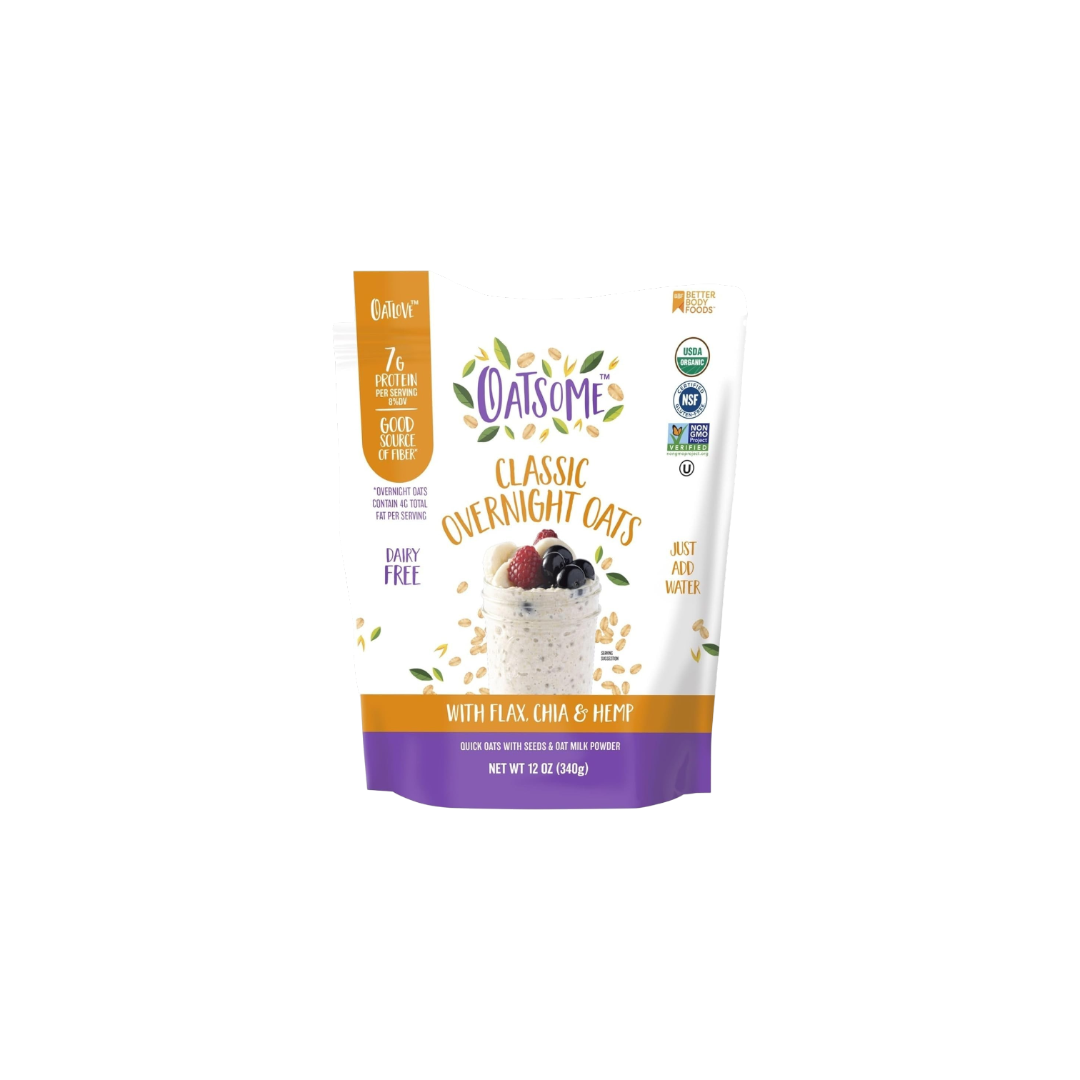 MUSH Overnight Oats Protein, Flax & Chia Seeds, Gluten-Free
